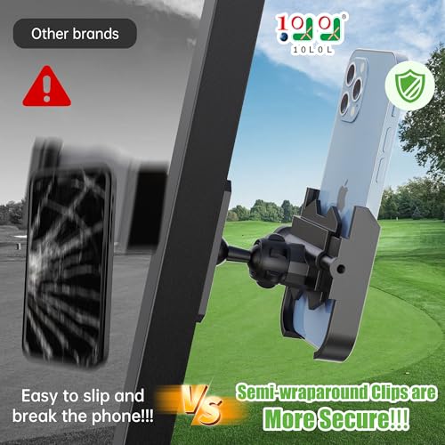 10L0L Magnetic Golf Cart Phone Holder Aluminum Alloy Mount - Upgraded & Secure