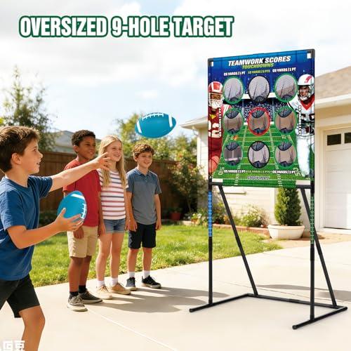 Kids Football and Baseball Toss Game - 9 Hole Target for Outdoor Fun