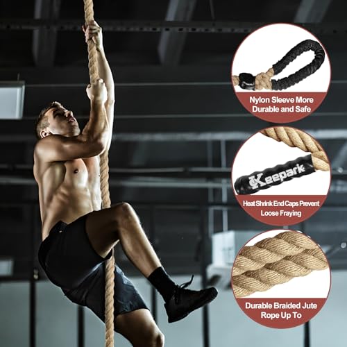 Keepark 1.5 Inch Diameter 10FT Climbing Rope for Fitness & Indoor/Outdoor Training