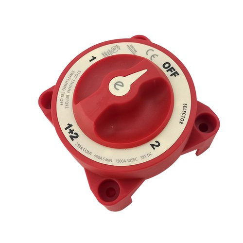 ISURE Marine Battery Switch - 4 Position Selector for Motorhomes | 32V 350A Red Terminal