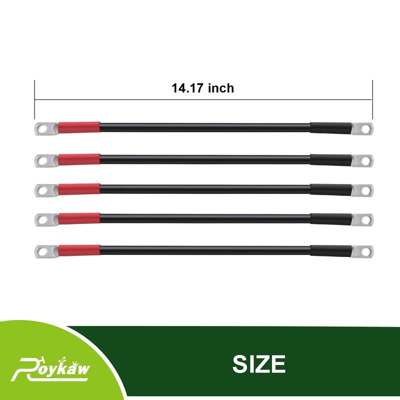 Roykaw 4 Gauge Golf Cart Battery Cables Fits Club Car DS 1995-Up 48 Volt Models, Heavy-Duty Pure Copper Tin-Coated Cable Lugs, Anti-Corrosion/Anti-Oxidation, 5 Pieces Set