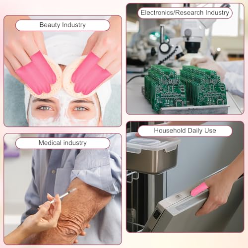 200 Disposable Silicone Finger Cots - 100 Pink & 100 Black