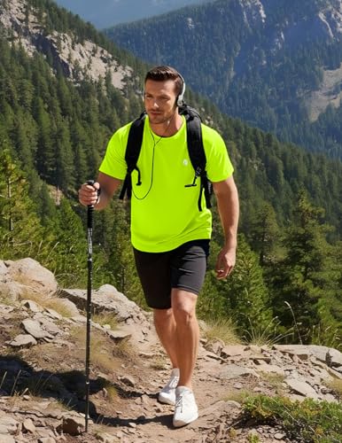PINSPARK Workout Shirts for Men Short Sleeve UPF 50+ Quick Dry Gym