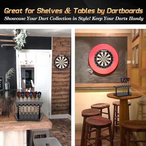 Wooden Dart Holder Stand for Desk or Shelf - Holds 6 Steel & Soft Tip Darts