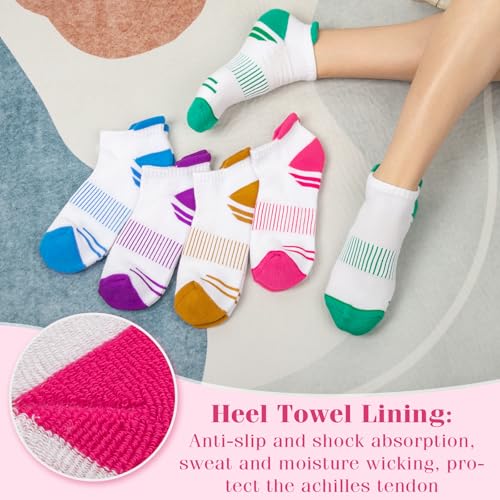 Breathable Ankle Socks for Women - 5 Pairs, Blue, White, Purple, Pink, Yellow, Green