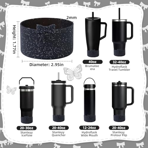 Bow Silicone Boot Sleeve for Stanley Tumbler - Glitter Black