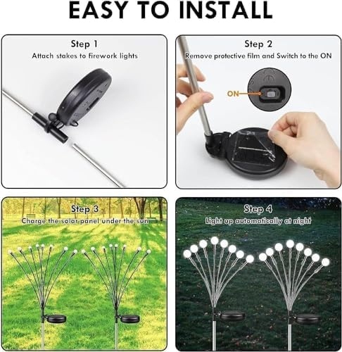 48 LED Solar Halloween Lights - 6 Pack Purple & Orange Waterproof Firefly Lights for Garden & Patio Decor