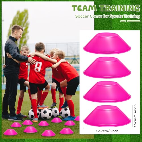Rose Red Mini Soccer Cones 12 Pack for Agility Training Sports Drills