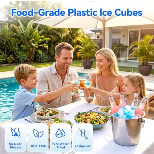 1.4“ Inch Large Reusable Ice Cubes, 100 Pack