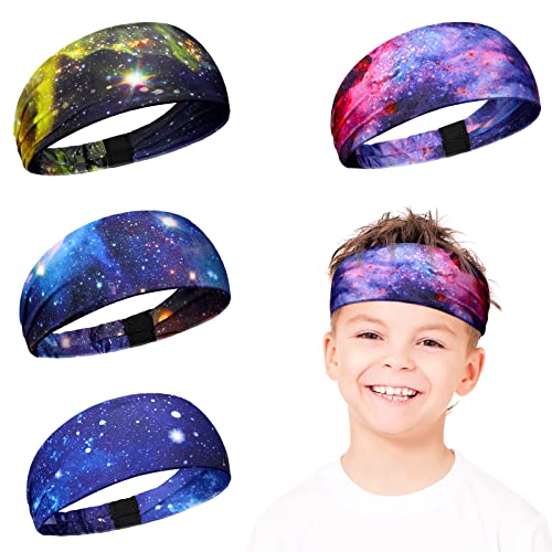 4 Pack Athletic Sweatbands - Breathable Non-Slip Headbands - Galaxy