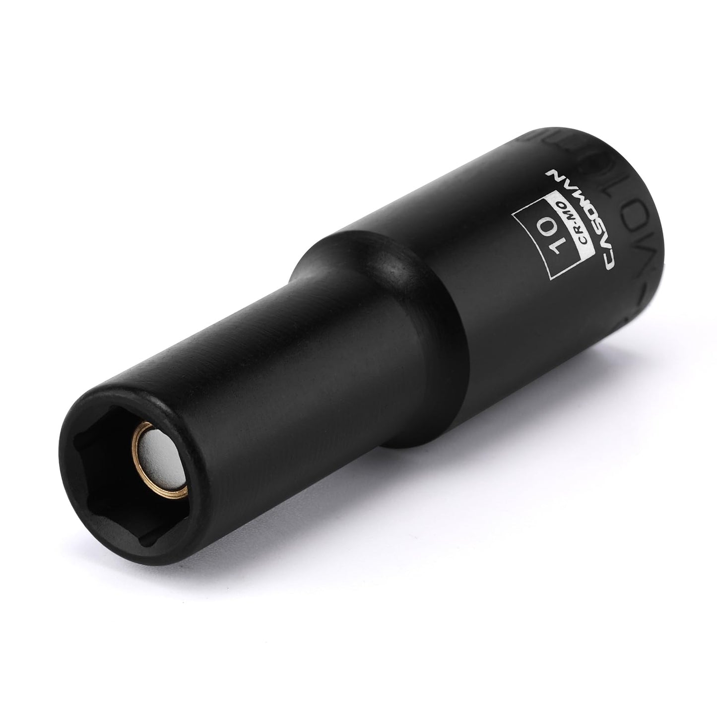 CASOMAN 3/8" Drive 10mm Deep Magnetic Impact Socket, Metric, 6-Point, CR-MO with Black Phosphate Finish