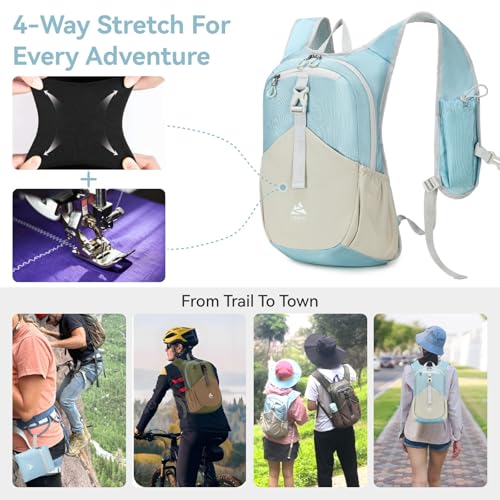 UtiaMiaoGonGo 15L Blue Small Hiking Backpack for Women & Men, Lightweight Foldable Daypack