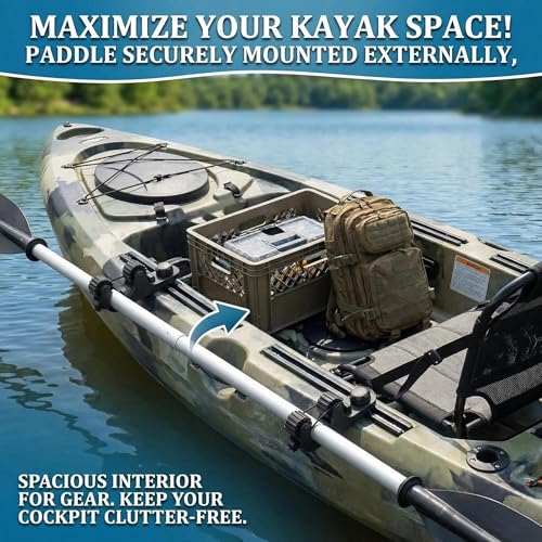 Kayak Paddle Holder Track Mount - 360° Swivel, Saltwater-Resistant