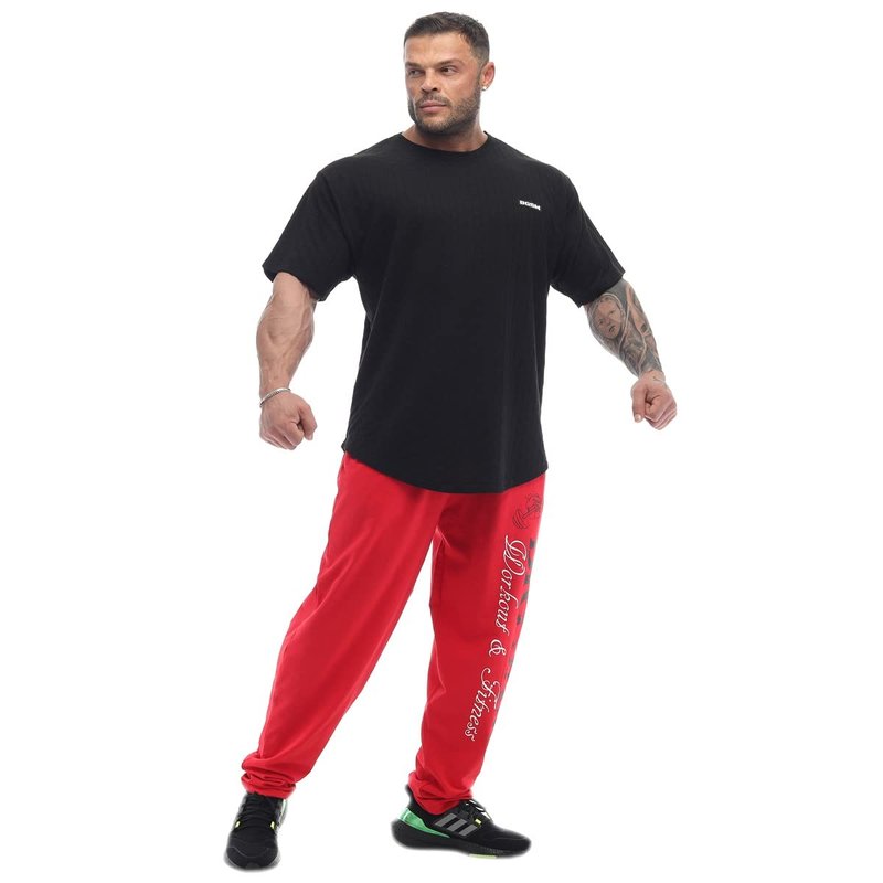 Men's Bodybuilding Workout Comfort Design Baggy Muscle Trackpants (Red, XL)