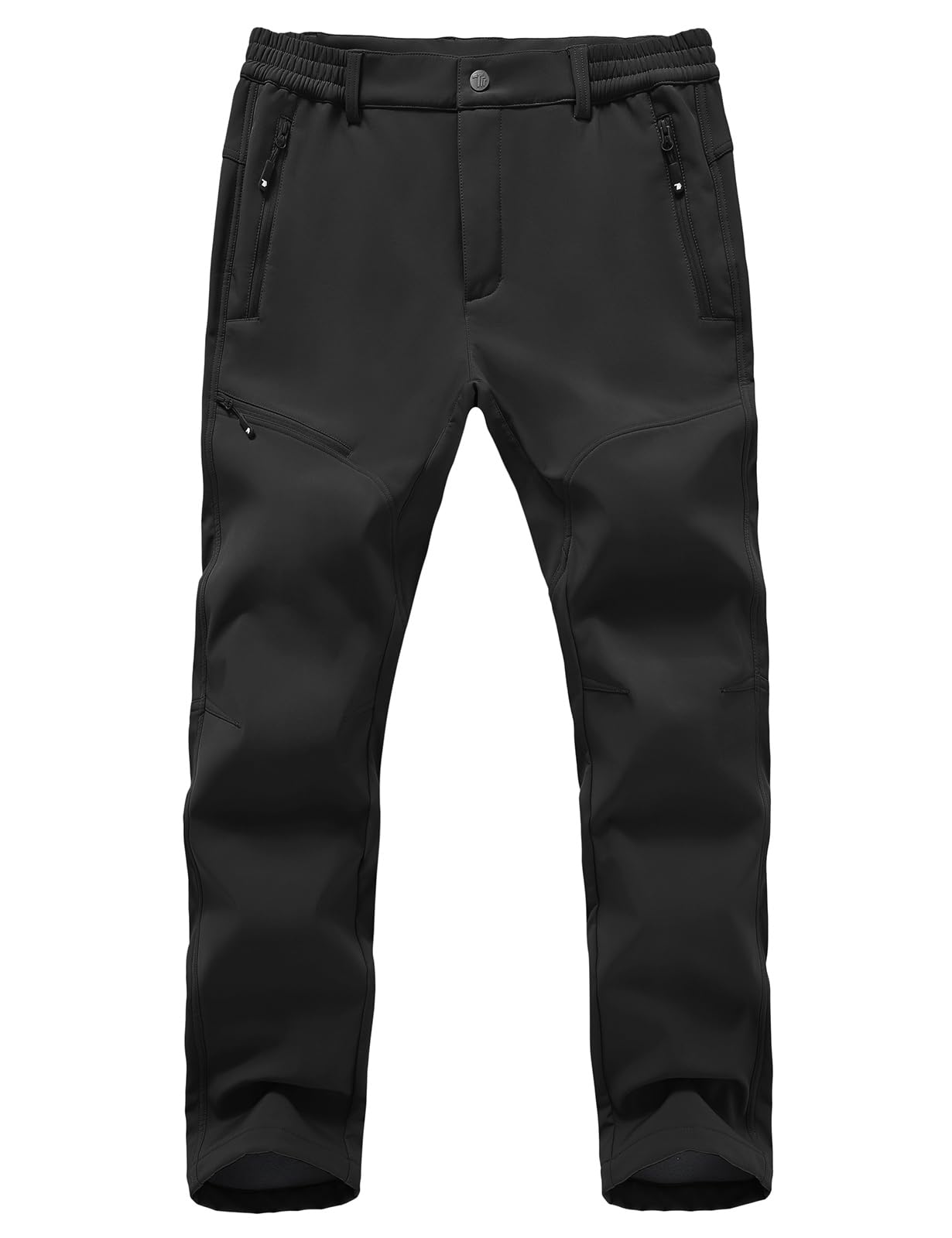 Rdruko Men's Snow Ski Pants Waterproof Fleece Lined Insulated Hiking Winter Softshell Camping Travel Pant,Black,32