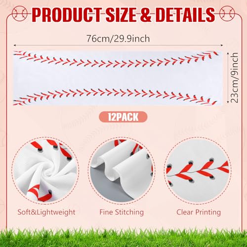 Baseball Cooling Towels 12-Pack - 30x9 Inch Microfiber Sports Gift, White & Red
