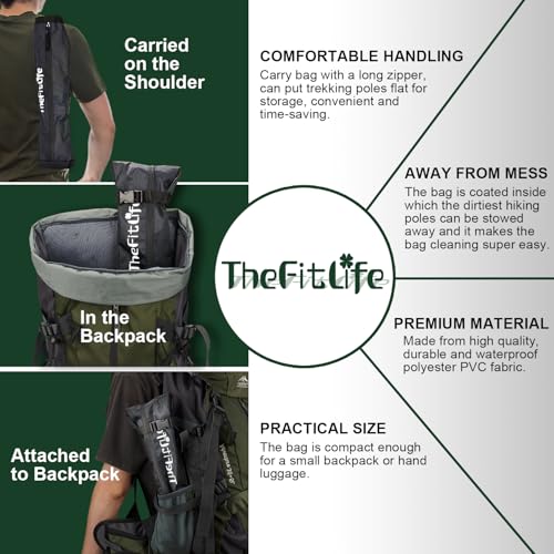 TheFitLife Grey Folding Trekking Poles 100-120cm for Hikers under 5'7"