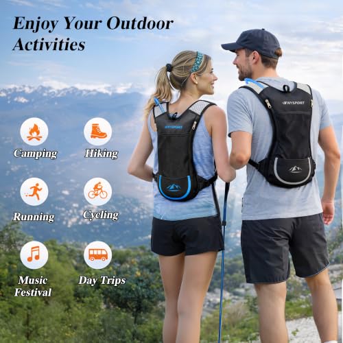 Lightweight Hydration Backpack 2 Pack with 2L Bladder - Black