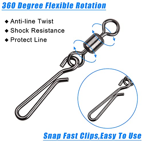 Fishing Swivels Snaps - High Strength Clips, 10#-50pcs