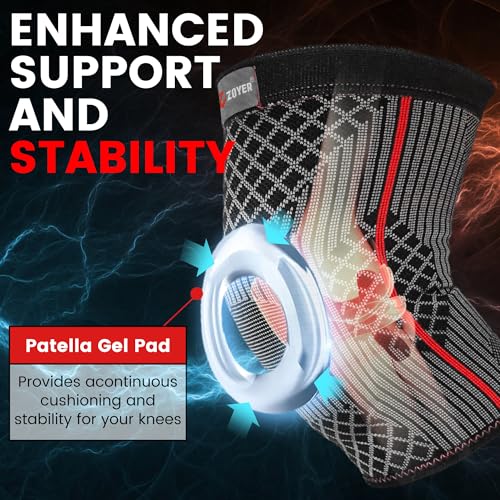 ZOYER Medium Knee Support Brace with Gel Patella Pad, 2 Pack for Men & Women