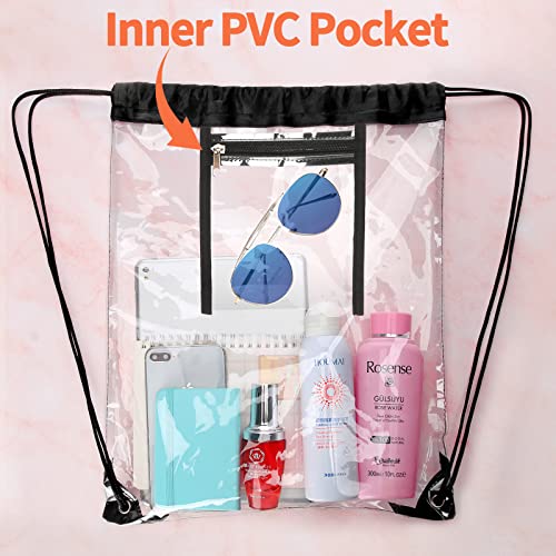 Clear PVC Drawstring Bag 16.5x13.5 inch Stadium Approved Transparent Backpack
