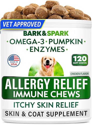 BARK&SPARK Chicken Allergy Relief Chews for Dogs - Skin Health 120 Soft Chews