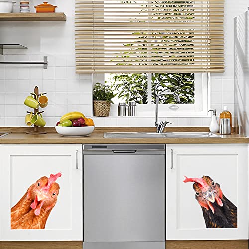 Chicken Wall Decals - Peel & Stick Chicken Heads & Car Stickers - Funny Wall Decals for Kids, Kitchen, Bedroom, Playroom, Game Room, Farm, Barn