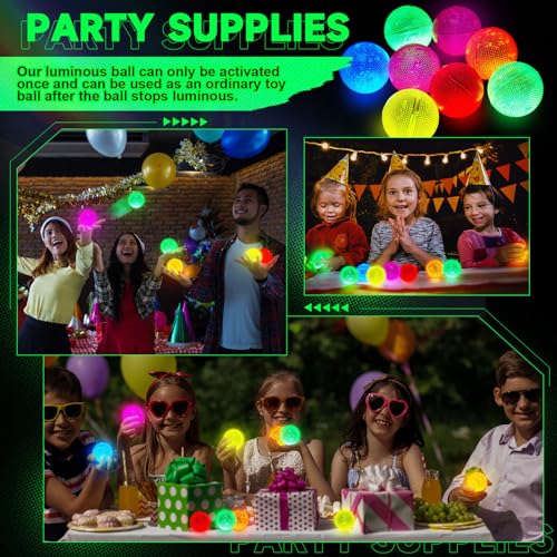 Lewtemi 24 Pack Glow in The Dark Bouncy Balls for Halloween & Parties - Vibrant Colorful Rubber Play Balls