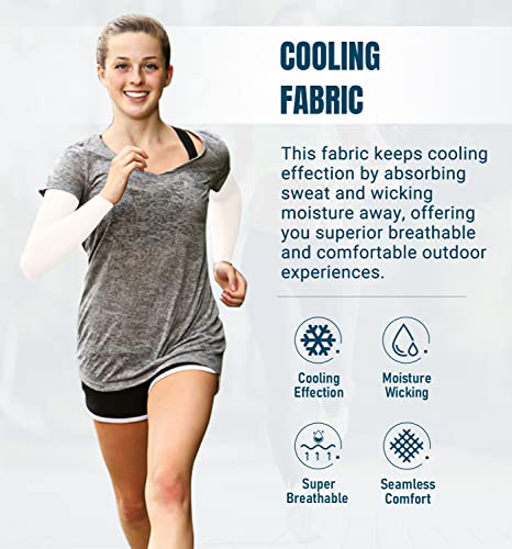 Cooling Arm Sleeves - Sun Protection & Tattoo Cover Up - 4 Pairs (White & Grey)