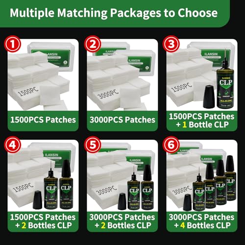 1500PCS Gun Cleaning Patches & CLP Oil - 2x2 Lint Free Cloth