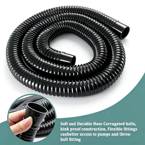 1-1/8 Inch Bilge Pump Hose Dia Plumbing Kit,Bilge Pump Installation Kit-12V 1100GPH Bilge Pumps,6 FT Premium Quality Kink-Free Flexible PVC Hose,1-1/8 Inch ABS Thru-Hull Fitting,2 Hose Clamps