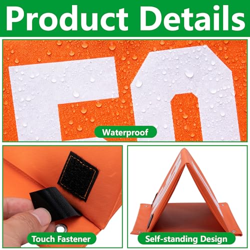 11 High Visibility Football Yard Markers Set with Carrying Bag