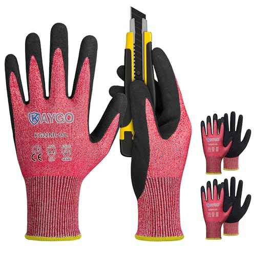 KAYGO Cut Resistant Gloves Micro Finishing Nitrile Coated,ANSI Cut Level A4,KG22NB