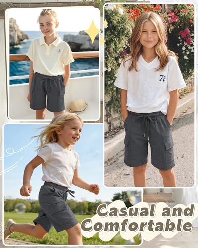 Girls' Bermuda Cargo Shorts - Dark Mixed Gray, 5-6 Years