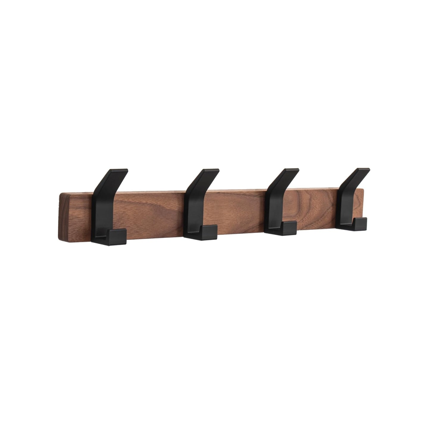 Jadorn Coat Rack Wall Mount - 15.7 Inches Walnut Wood Coat Hooks Coat Rack Wall Mount with 4 Hooks Black Aluminum Coat Hooks for Hanging Coat Hat Bag Hat Rustproof Coat Hanger