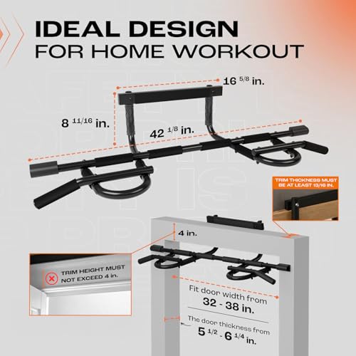 Heavy Duty Wall Mounted Pull Up Bar - Over Door Multi Grip Bar XSP
