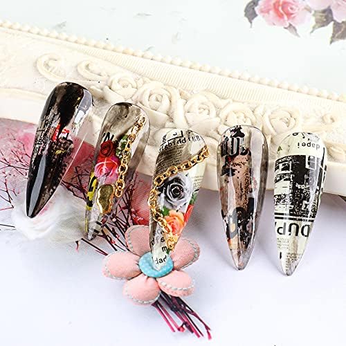 Newspaper Style Nail Art Transfer Foil - 10 Sheets Magazine Print Decals