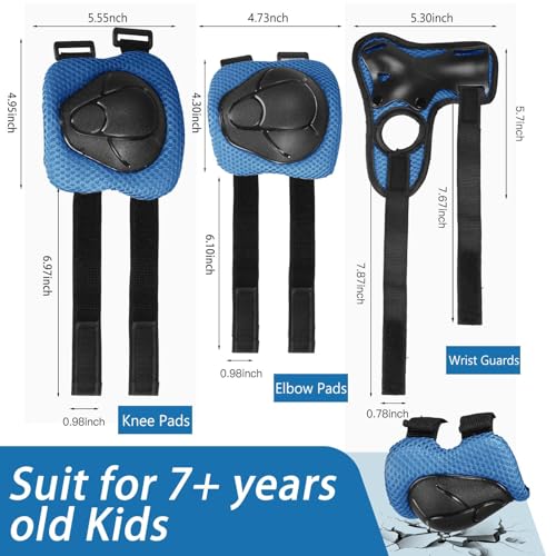 HocIece Adjustable Kids Bike Helmet Set for Ages 3-15, Medium Blue, 20.47-22.83 Inches