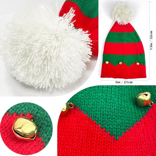 Christmas Elf Knitted Hat for Kids - Red & Green Beanie (1-6 Years)