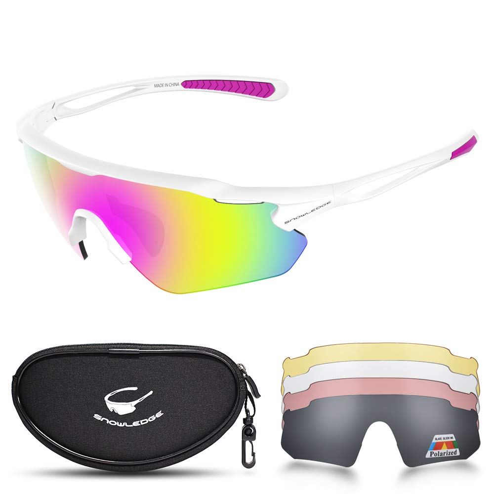 Sports Sunglasses Bike Cycling Sunglasses for Men Women with 5 Interchangeable Lens,Polarized Sunglasses with Anti-Uv400 for Driving Fishing Golf