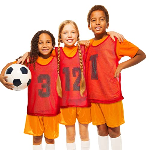 24-Pack Youth Soccer Pinnies Mesh Training Vests - Reversible