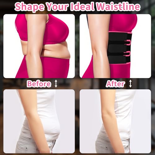 Waist Trainer Sweat Belt for Men & Women - Medium Black/Pink