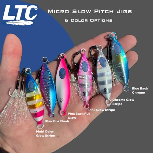 Micro Slow Pitch Jig - Pink Blue Flash, 30g Teardrop Lure for Fresh & Saltwater Fishing