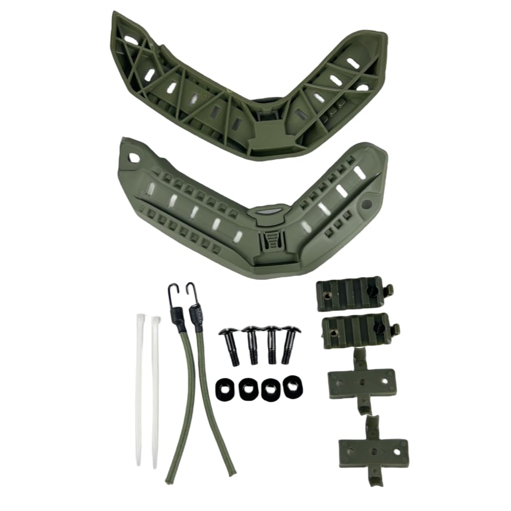 ATAIRSOFT Rail Mount Helmet Adapter Maritime Helmet Side Rail with Lanyard Mounting Screws Tactical Hunting Helmet Accessories OD