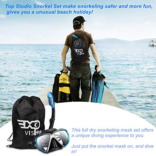 Dry Snorkel with Food-Grade Silicone Mouthpiece - Blue
