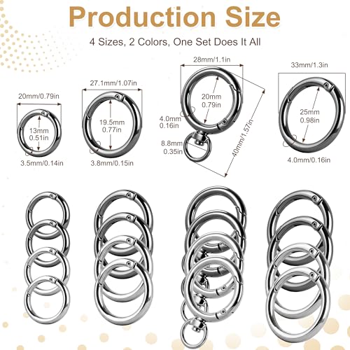 16PCS Round Carabiner Clips Set - Keyrings for DIY & Organizing