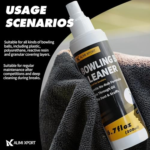 Bowling Ball Cleaner Spray with Microfiber Towel - Removes Oil, Dust