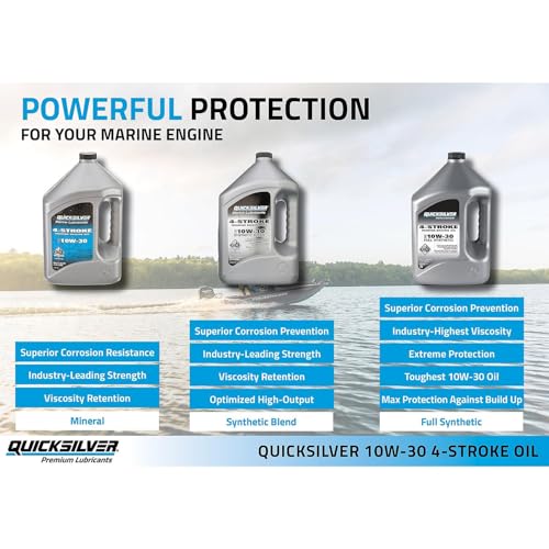 Quicksilver 10W-30 Marine Engine Oil Gallon - Mineral Oil for Outboard & Inboard Motors
