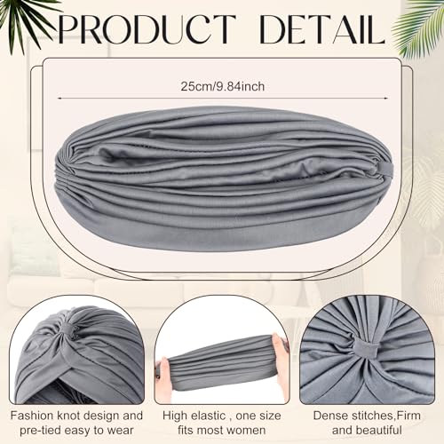 African Headwraps Set - 4 Soft Turbans for Women, Pre-Tied & Pleated