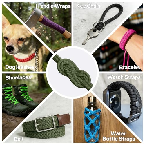 750 lb Paracord Rope - 4mm 11 Strand Utility Nylon String - Army Green 50ft